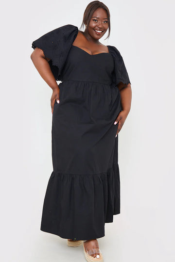 Broderie Trim Shift Mini Dress